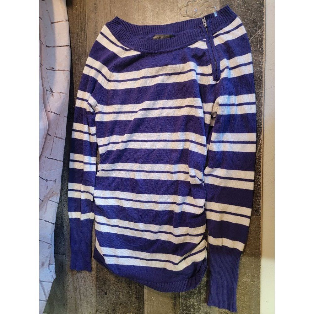 Love always blue striped‎ long-sleeve medium women's top shirt